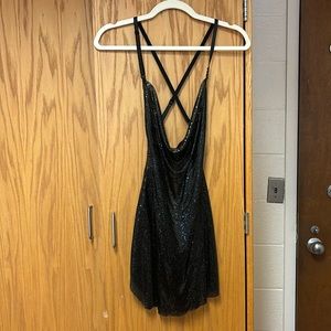 White Fox black iconic image metal mini dress